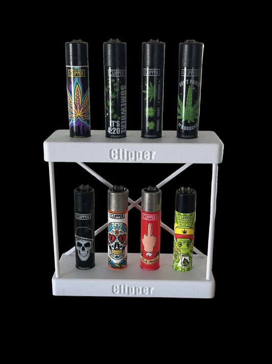 Display Regal für Feuerzeuge (CLIPPER) 2‑Ebenen Organizer für 8 Stück