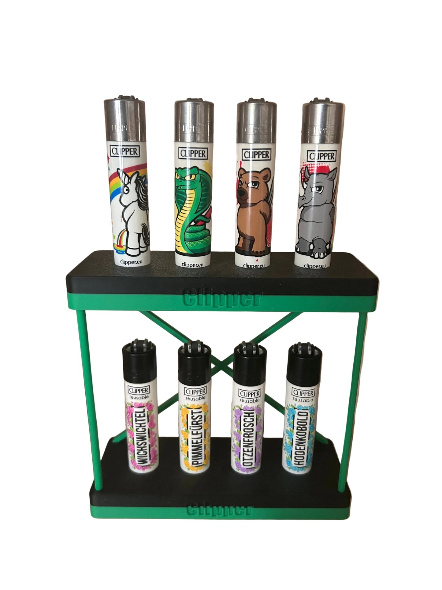 Display Regal für Feuerzeuge (CLIPPER) 2‑Ebenen Organizer für 8 Stück